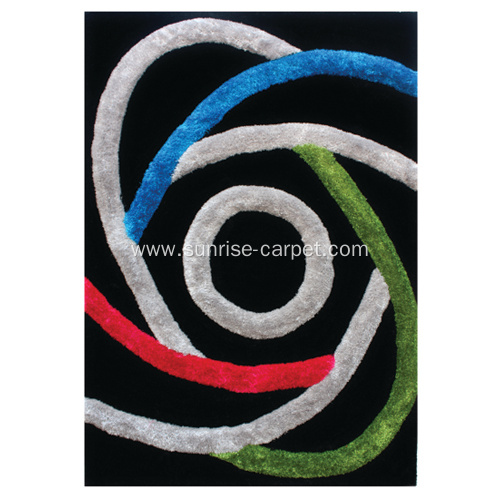 Polyester mix Shaggy Rug 3D design with Multi Color